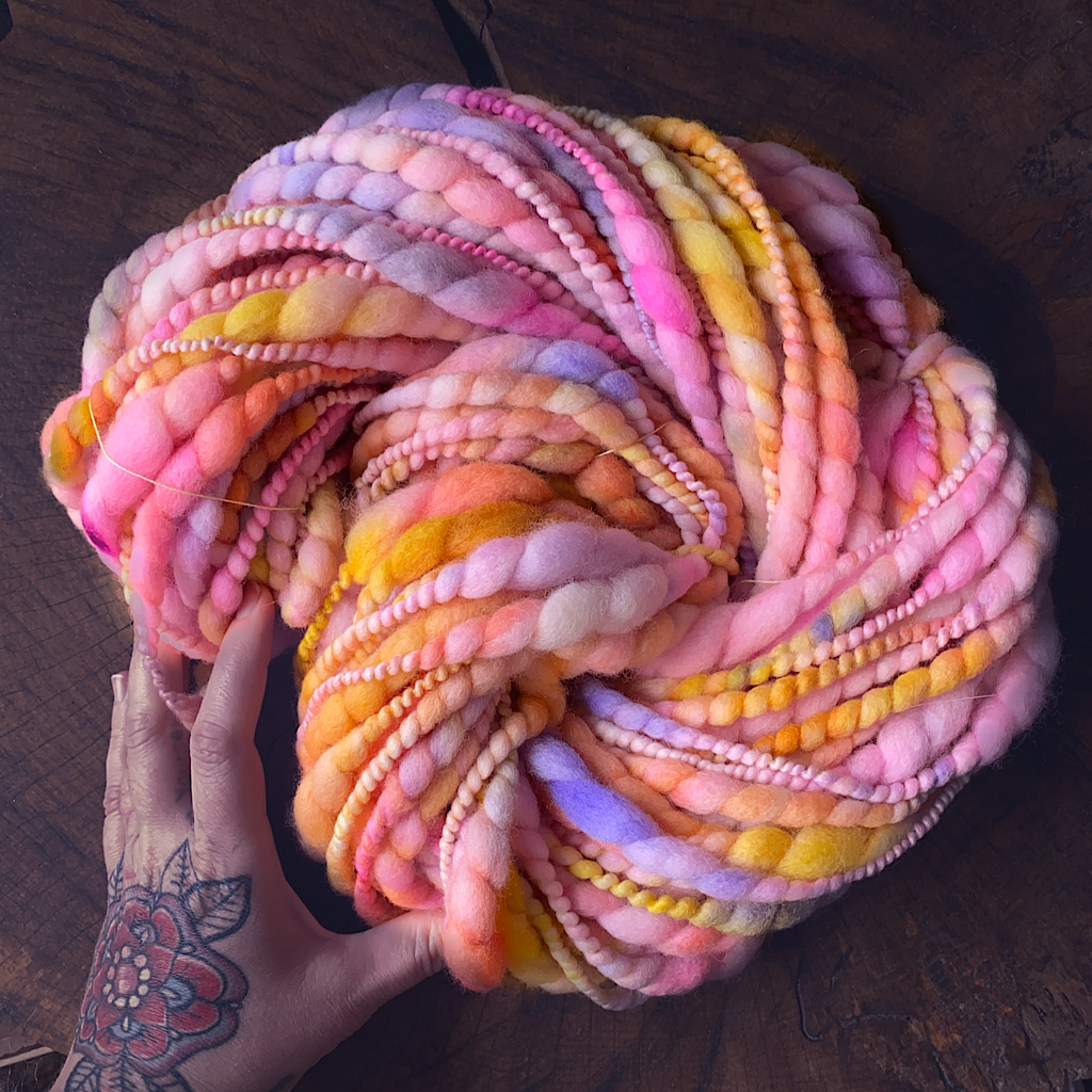 Over the rainbow hand spun yarn