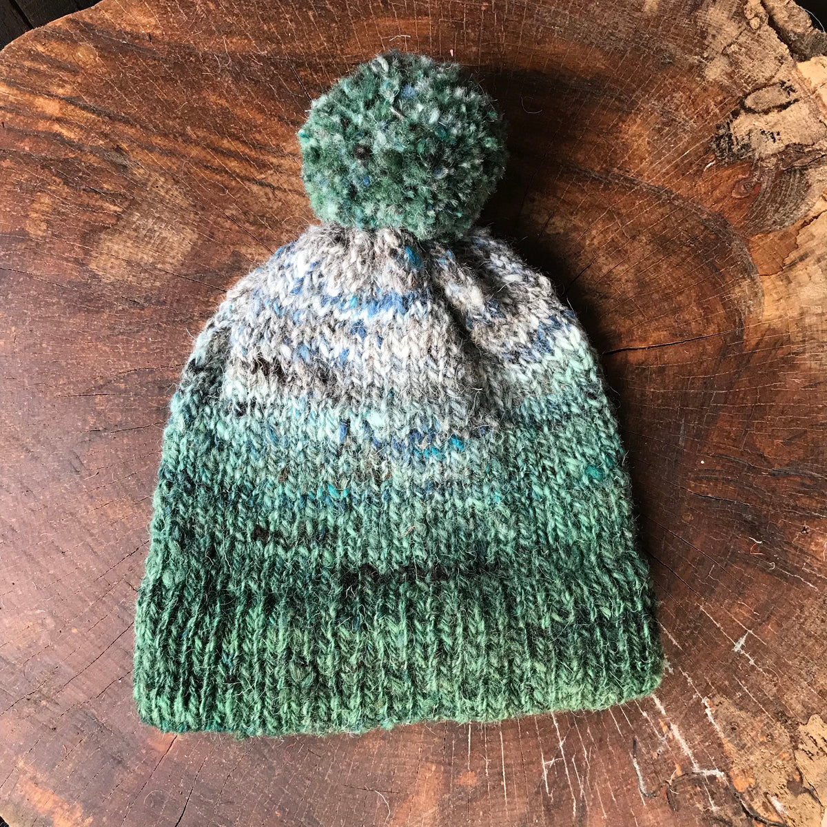 Green and grey unisex beanie 100% wool One size - Mynoush