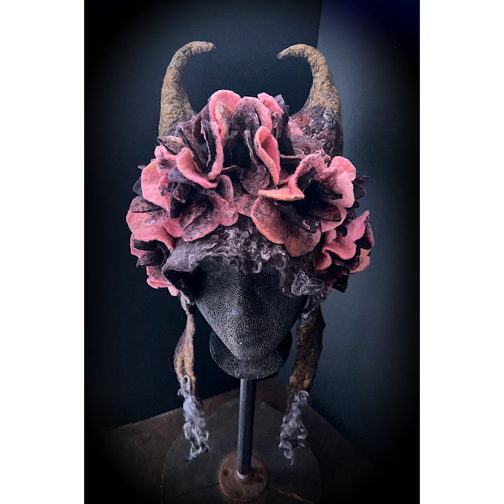 Felted fairy horns hood size small