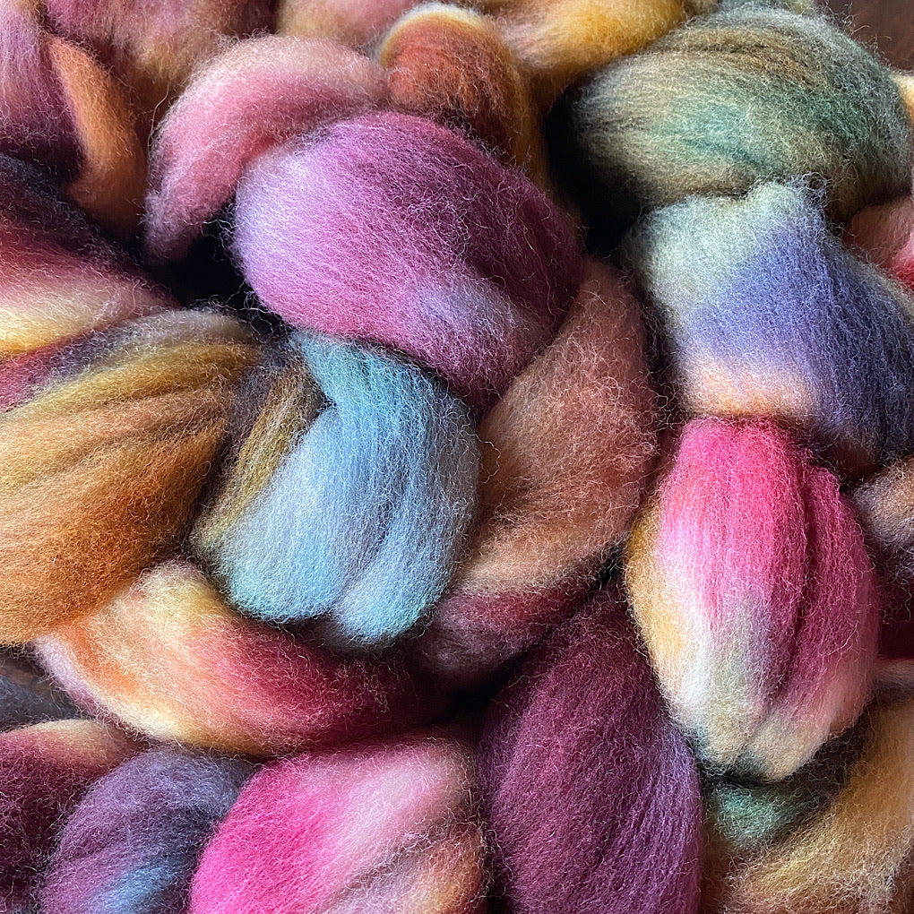 Hand painted merino roving