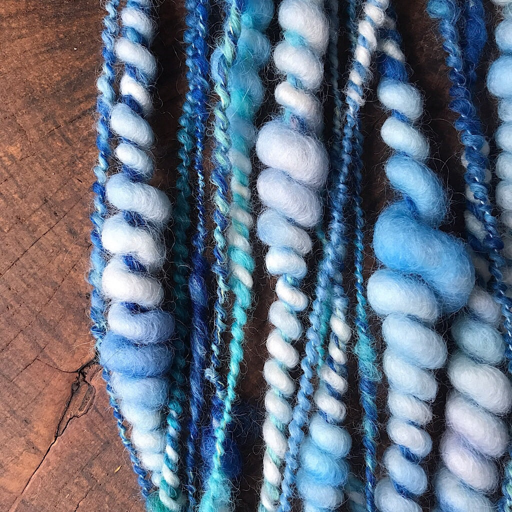 Blue hand spun yarn