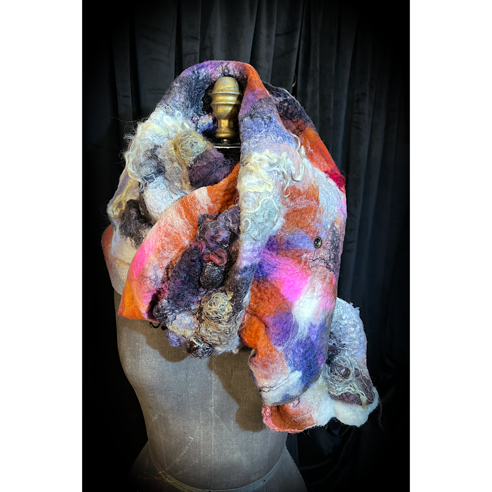Cosmic Lights - felted scarf