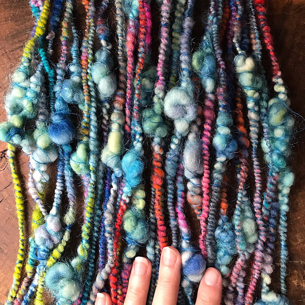 Blue graffiti art yarn