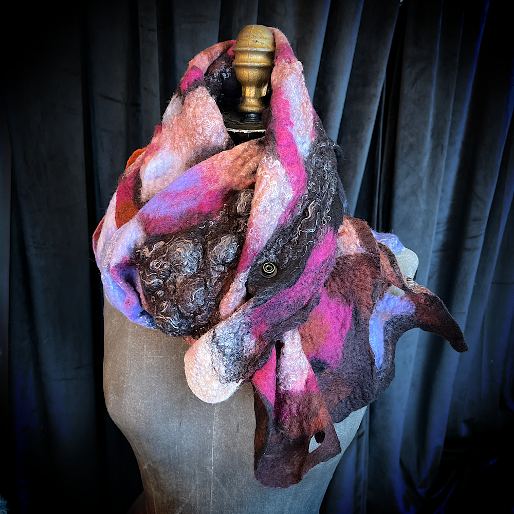 Galactic Rose - felted scarf