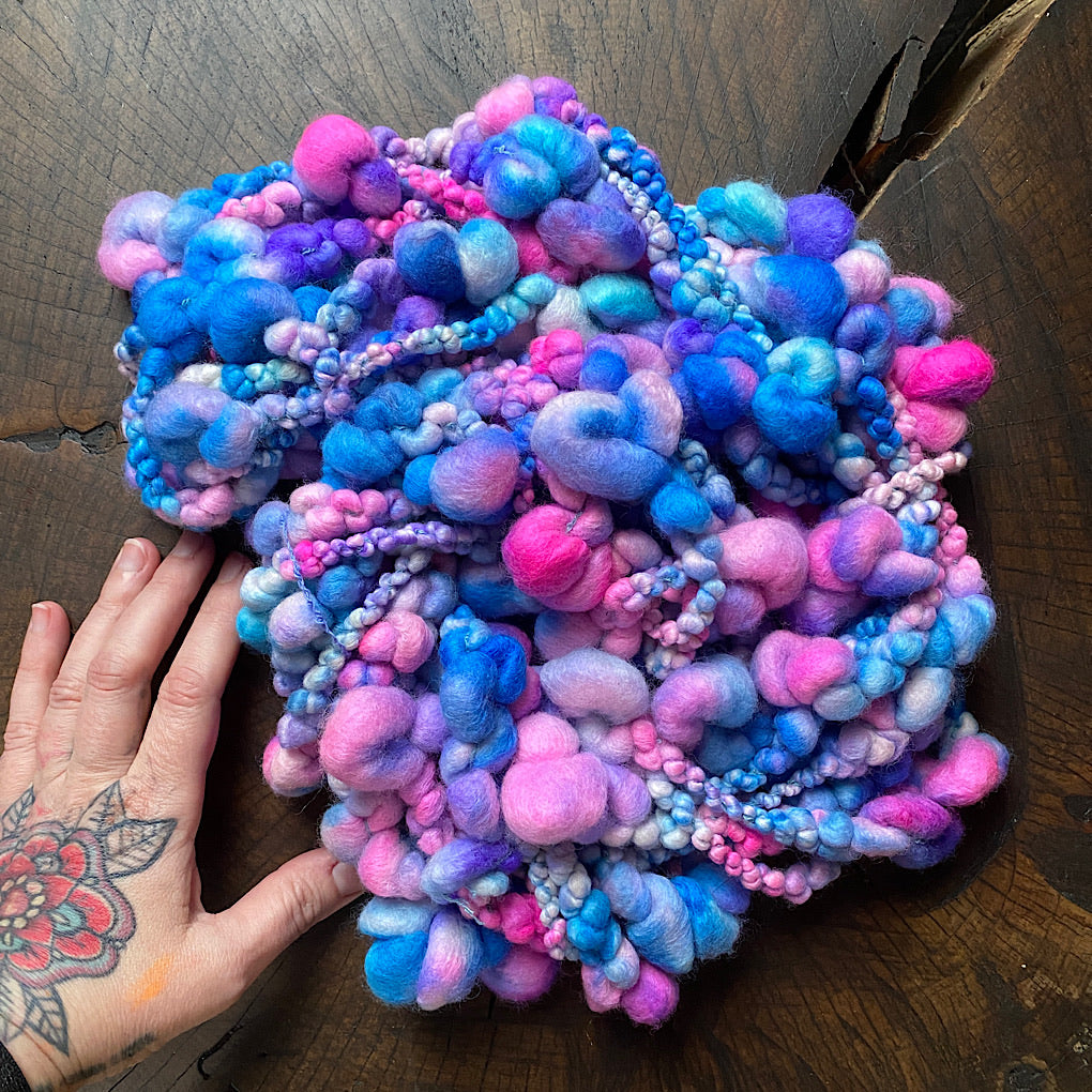 90s turquoise Jumbo boucle Art yarn