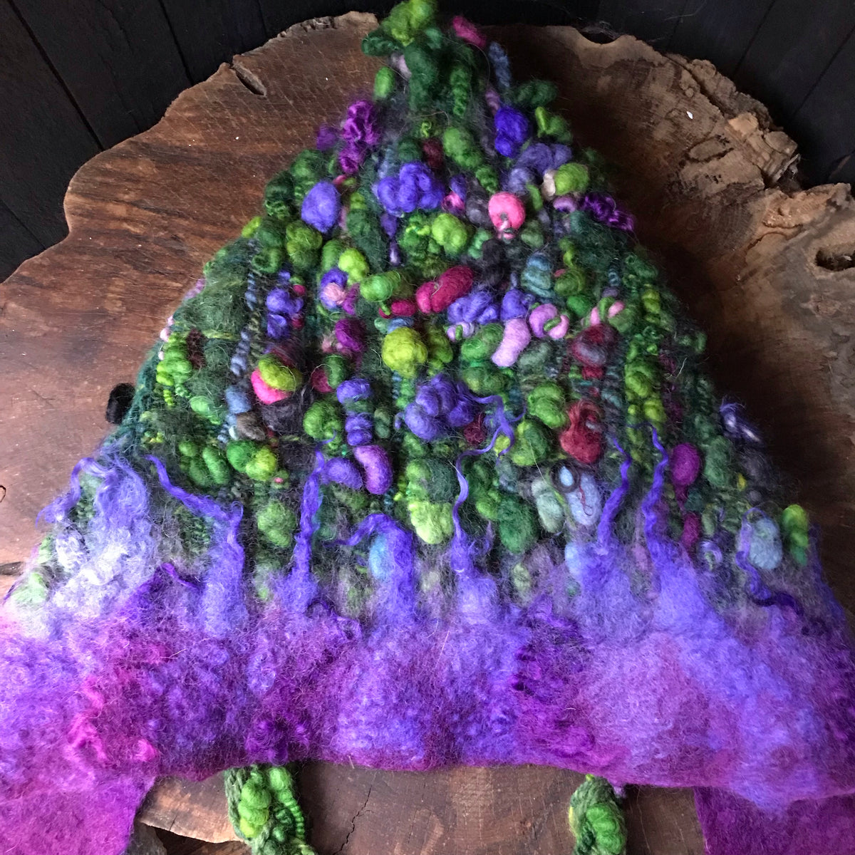 Green GIANT fairy hat | hand woven and felted Hooded hat - Mynoush