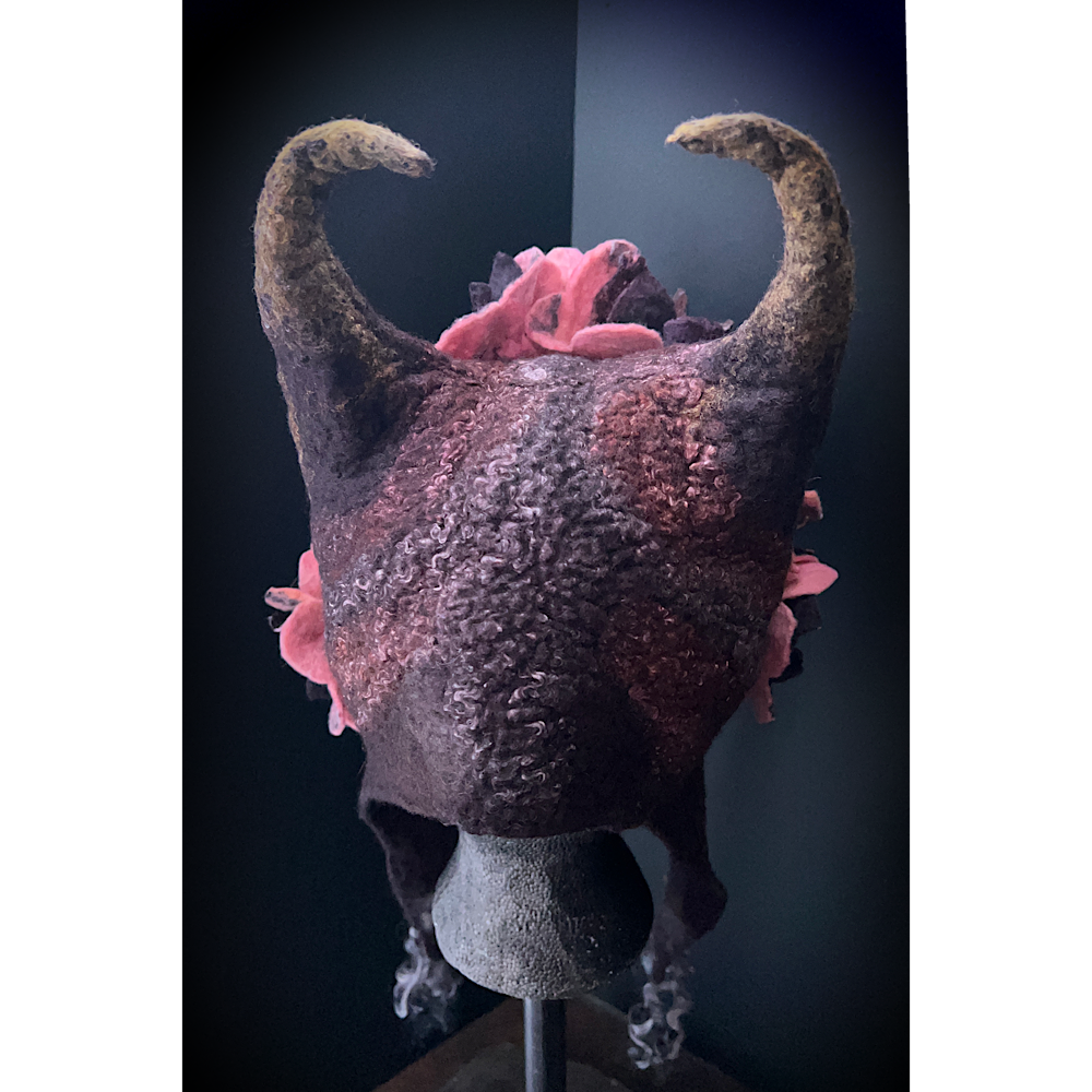 Felted fairy horns hood size small