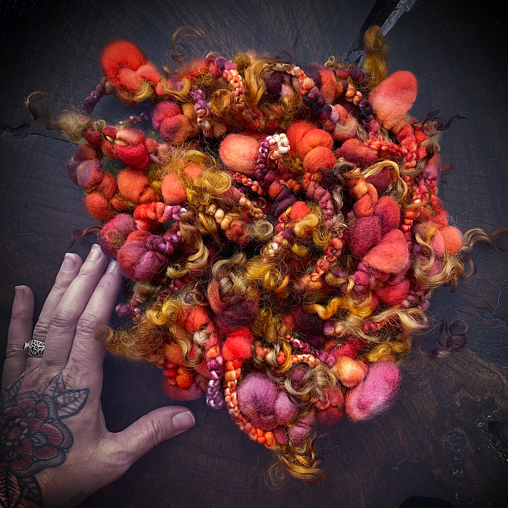 Golden autumn Jumbo boucle art yarn with locks