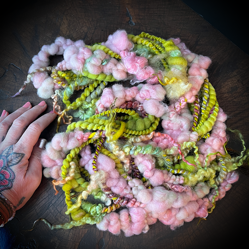Fairy garden art yarn signature