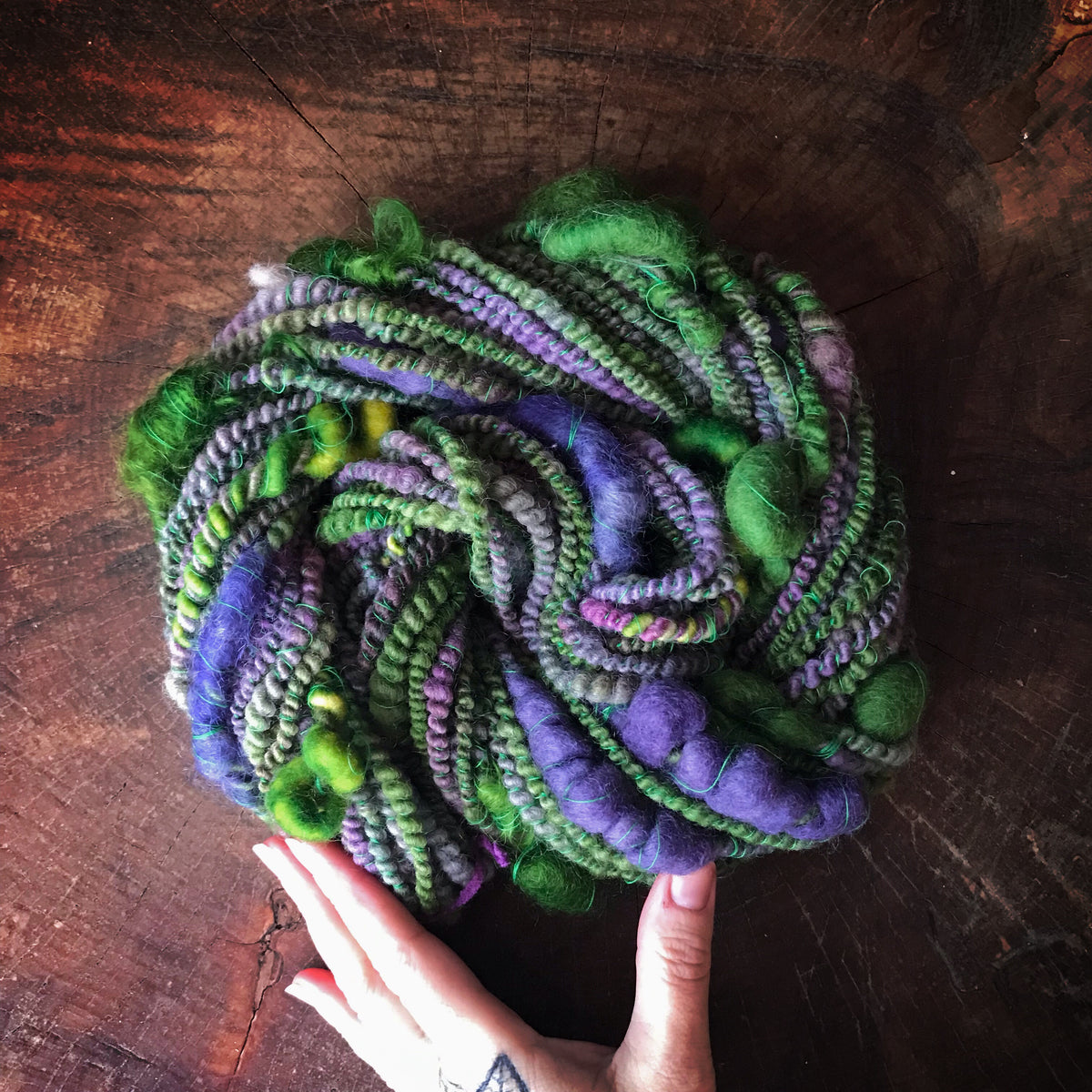Green - Purple art yarn  100g 29y - Mynoush