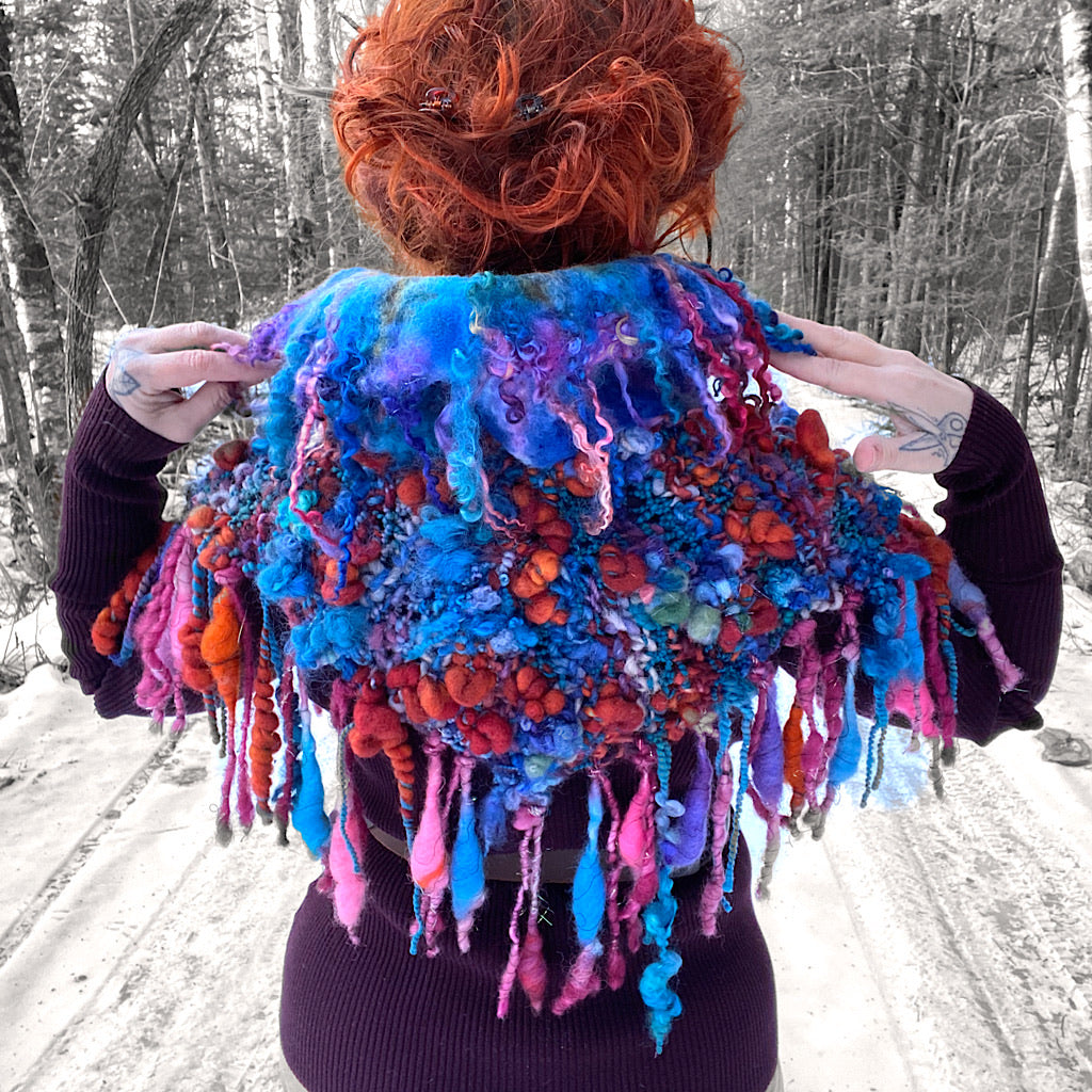 Fireworks Knitted and felted cowl