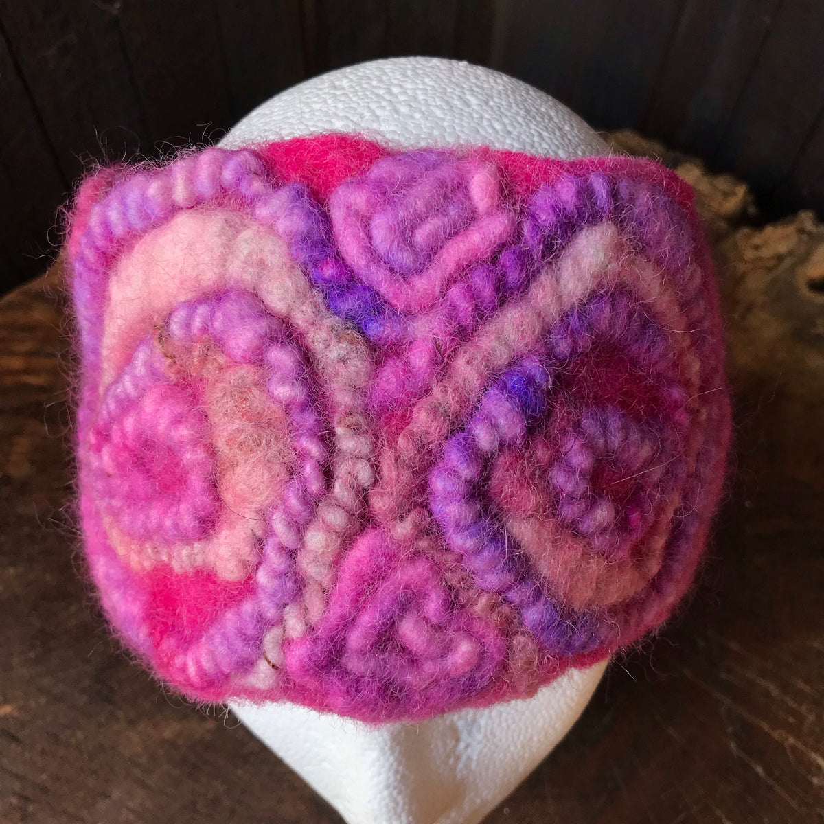 Pink textured felted headband One size | Bandeau Rose en feutre Taille unique - Mynoush
