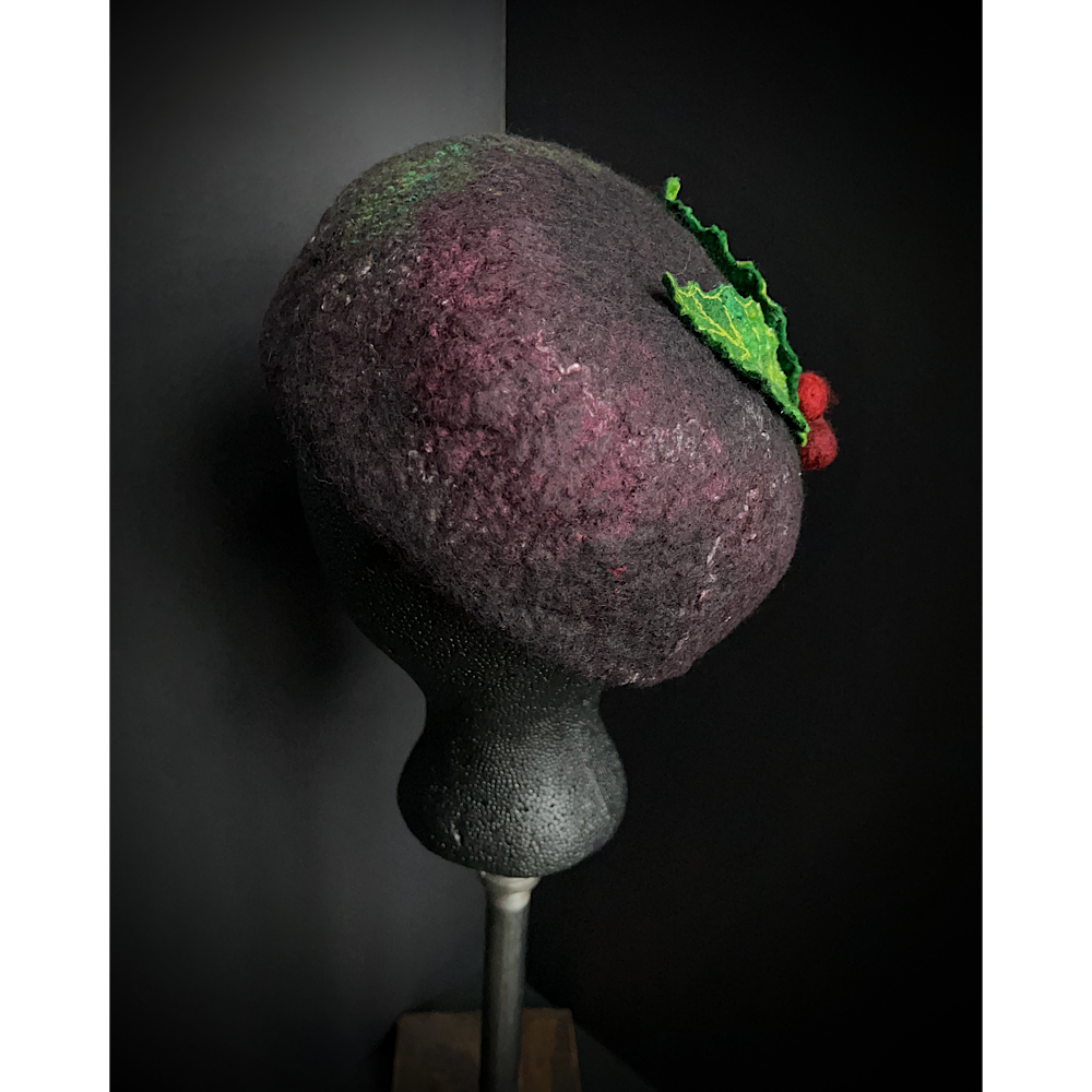 Felted pillbox hat beret size small