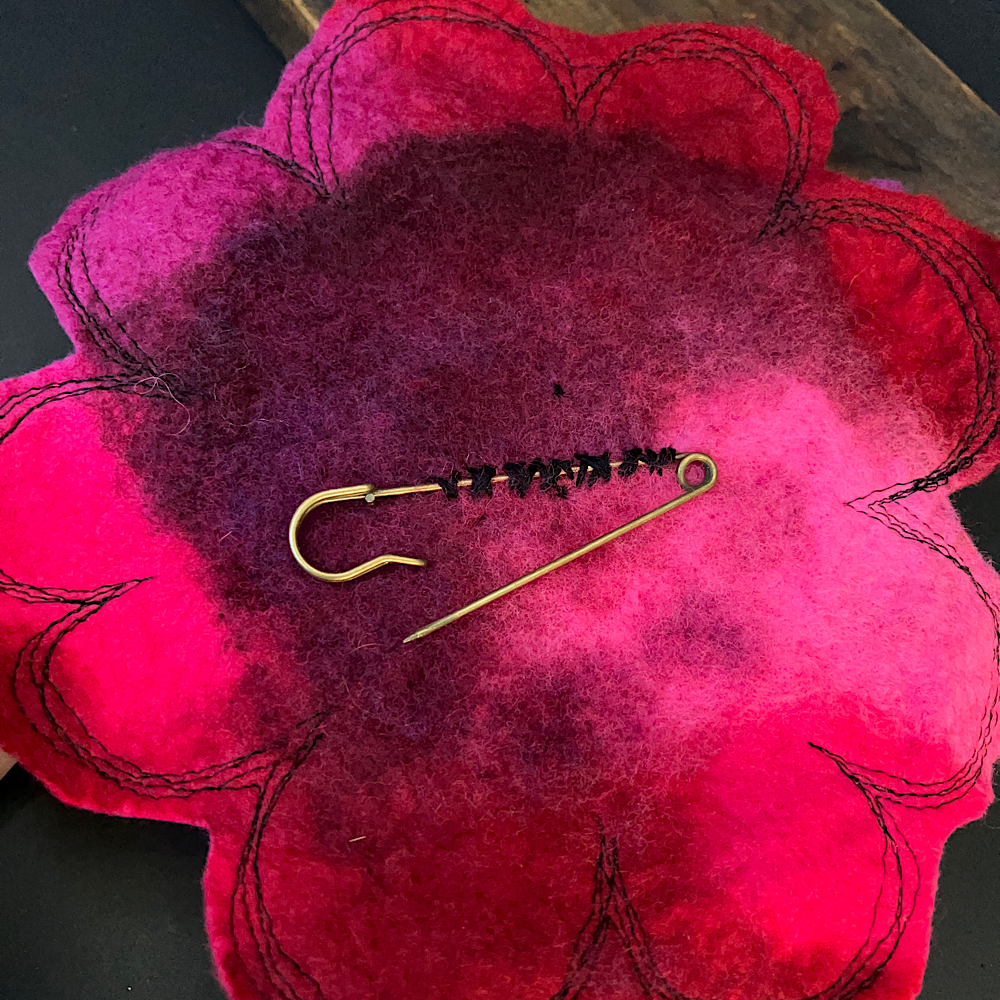 Large Felted flower brooch