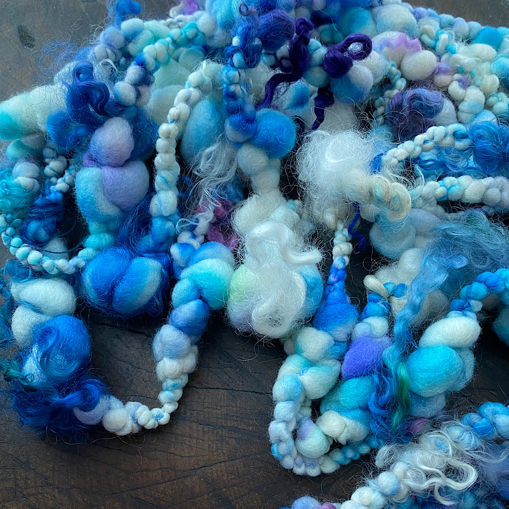 Denim Jumbo boucle art yarn with locks