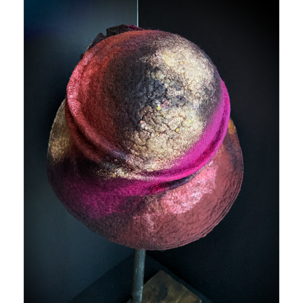 Felted cloche hat with rose - 23”
