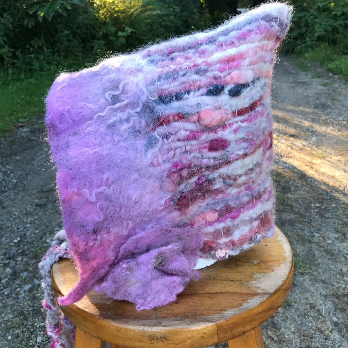 Pink fairy hat | Hooded hat with felted flowers - Mynoush