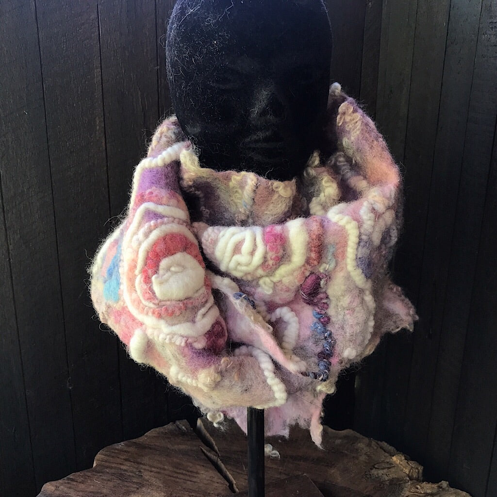 Felted triangular shawl  58” x 21”