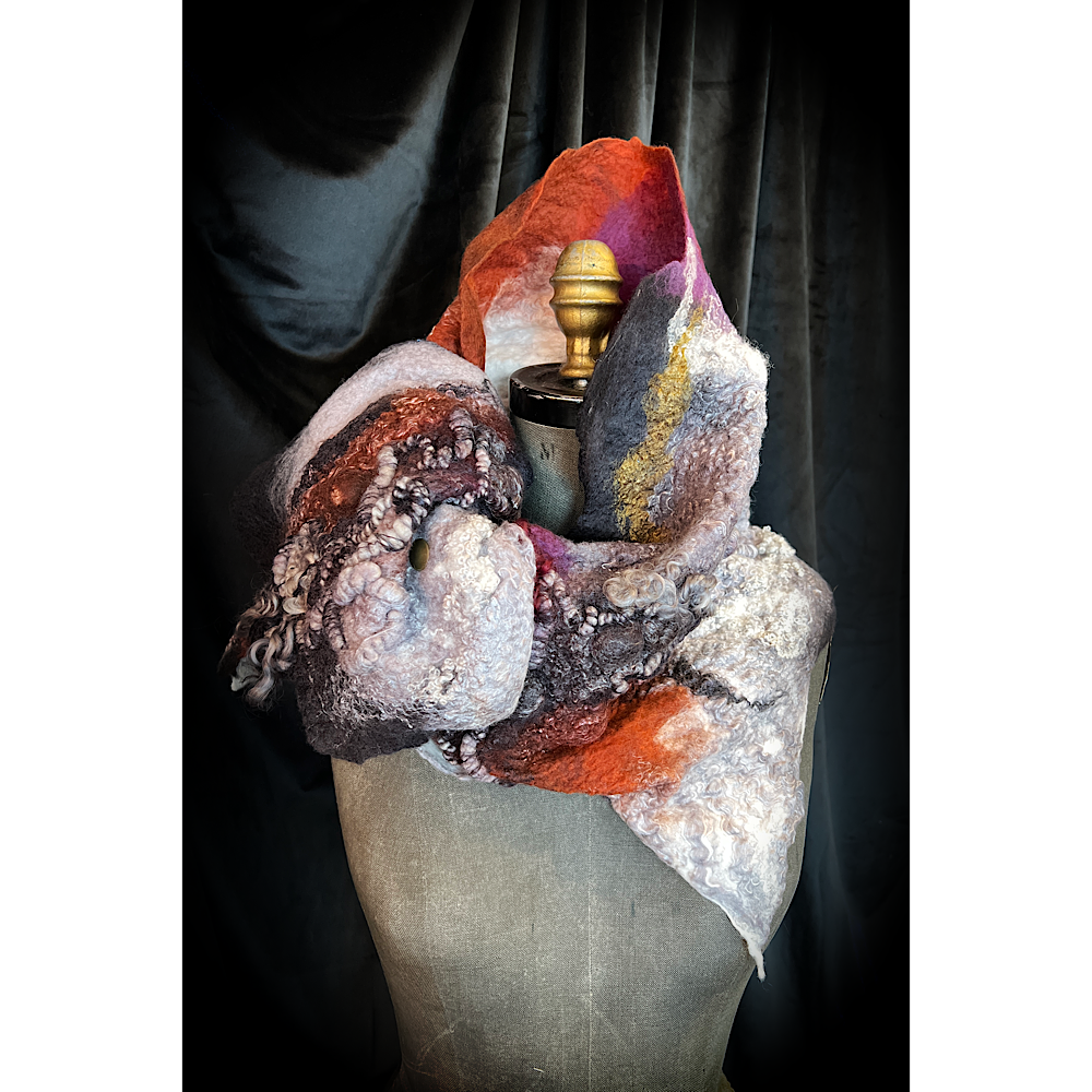 Fire and Ice - felted scarf