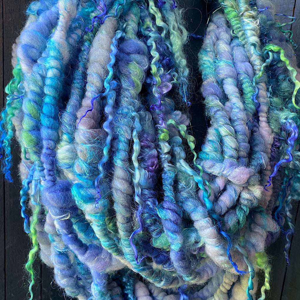 Blue squish  jumbo spiral merino yarn FULL SKEIN