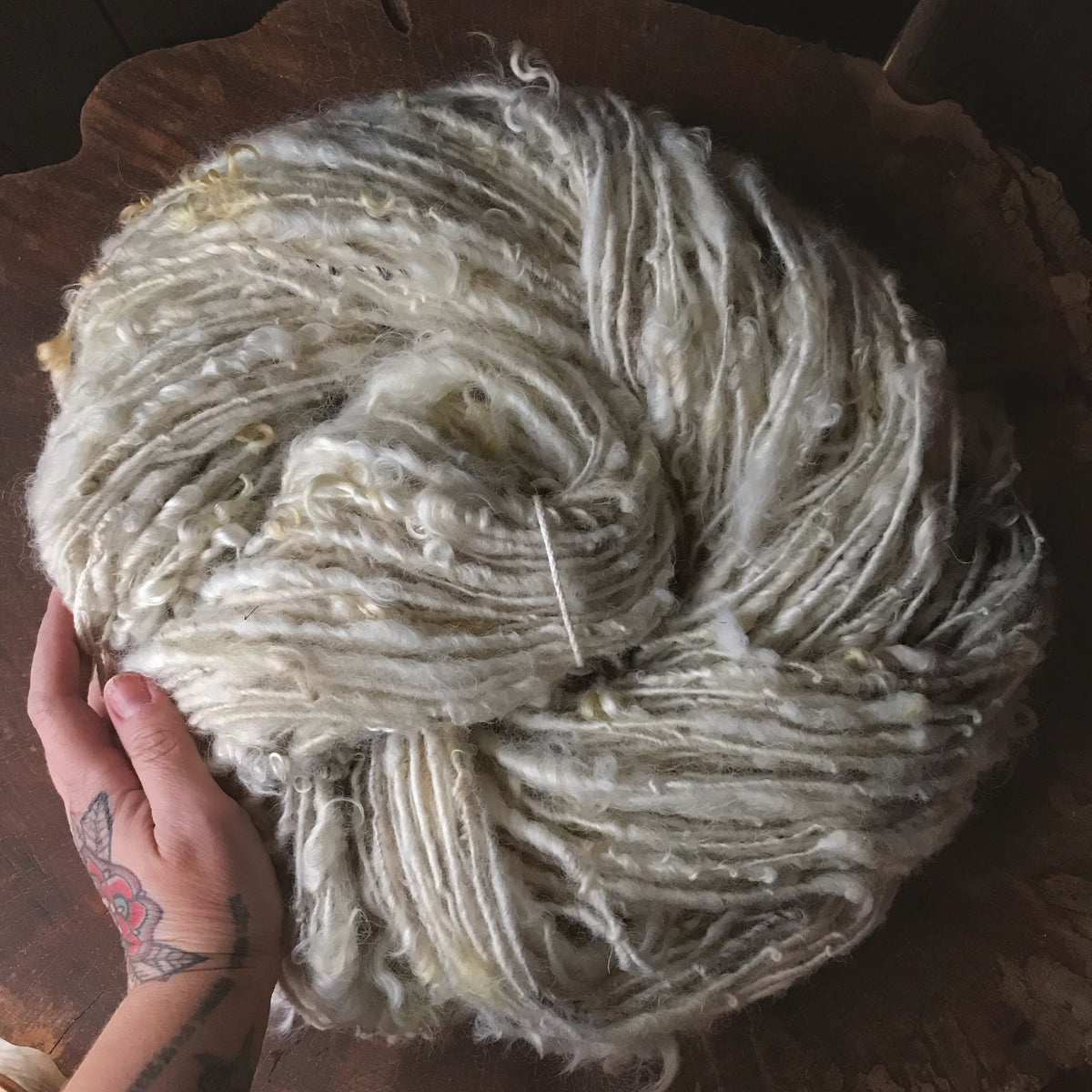 RESERVE LISE - Natural white textured wool yarn 190 grams 93 yards skein - Mynoush