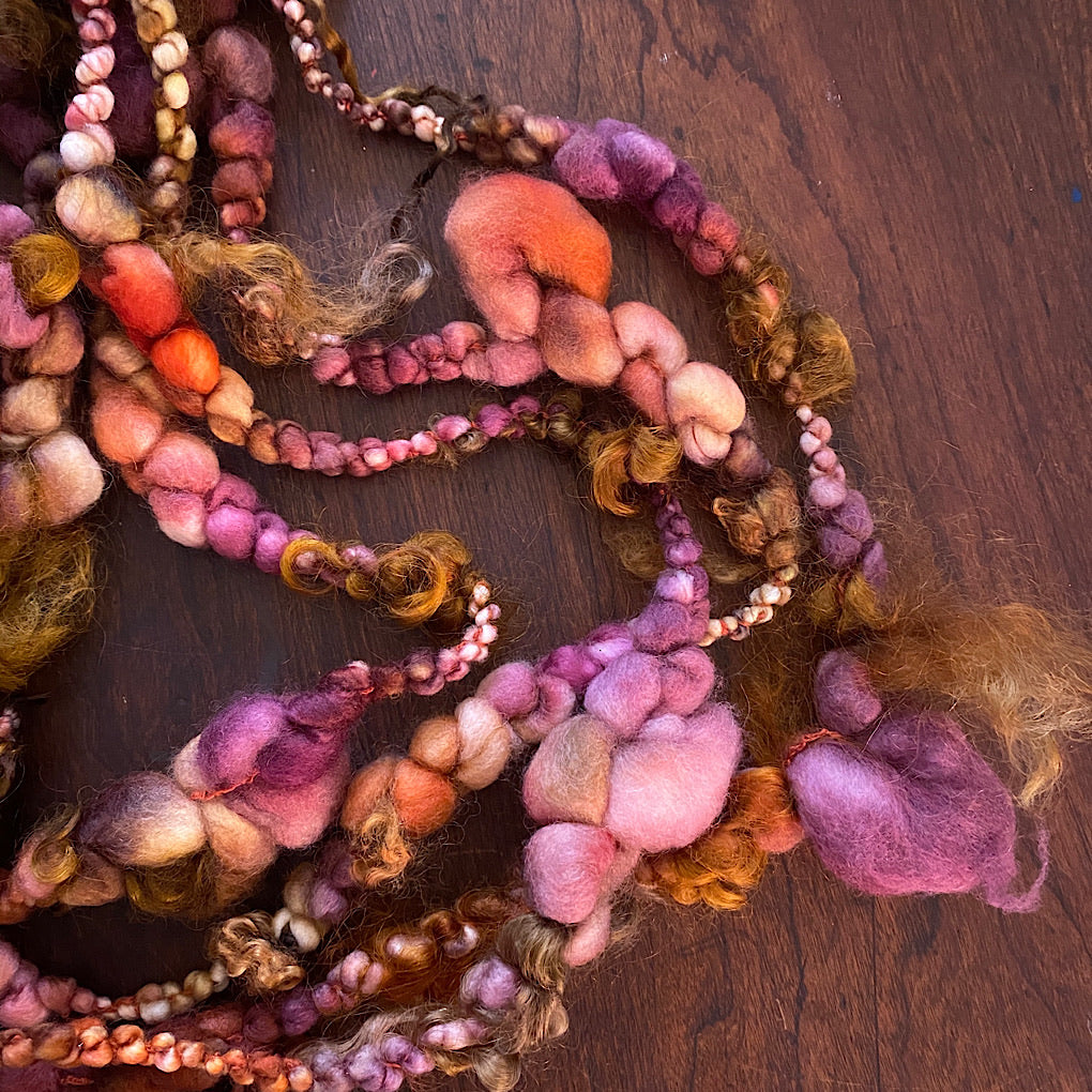 Golden autumn Jumbo boucle art yarn with locks