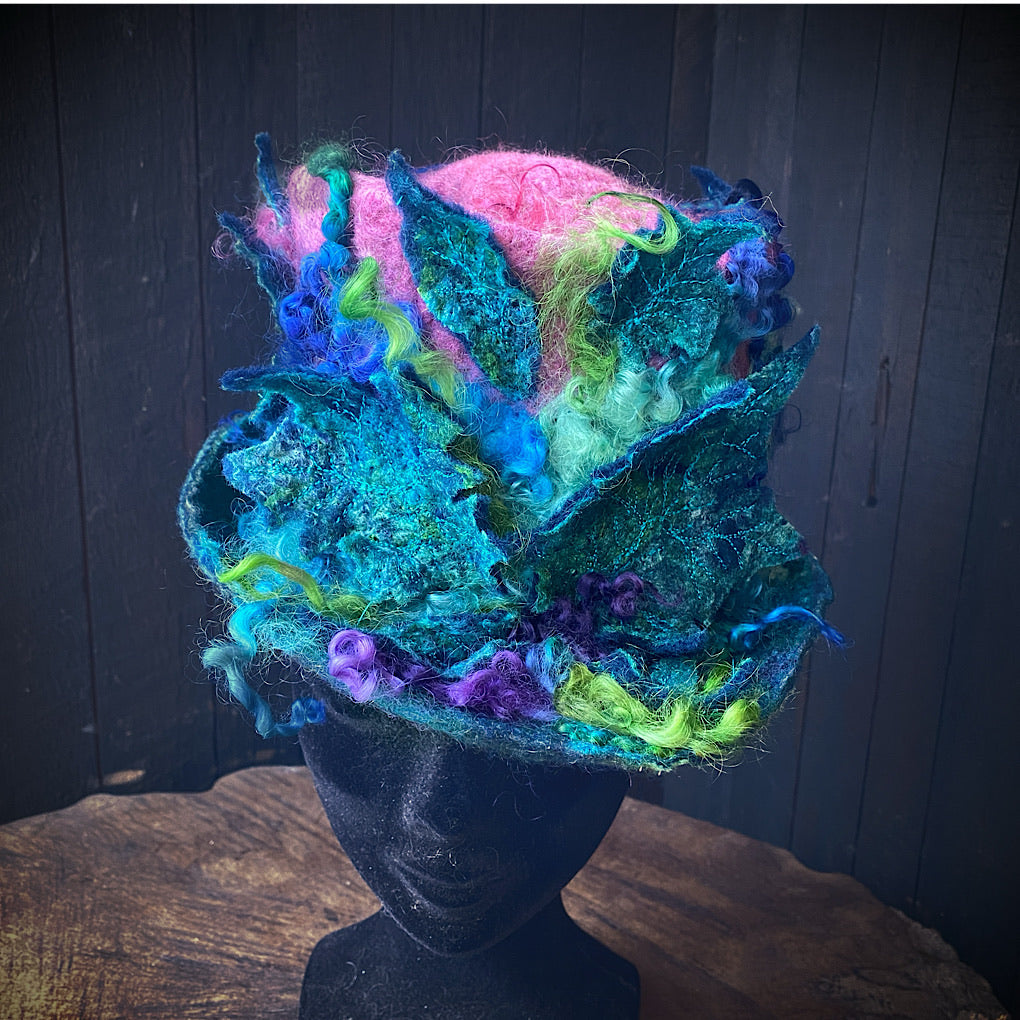 Felted top hat The peacocks