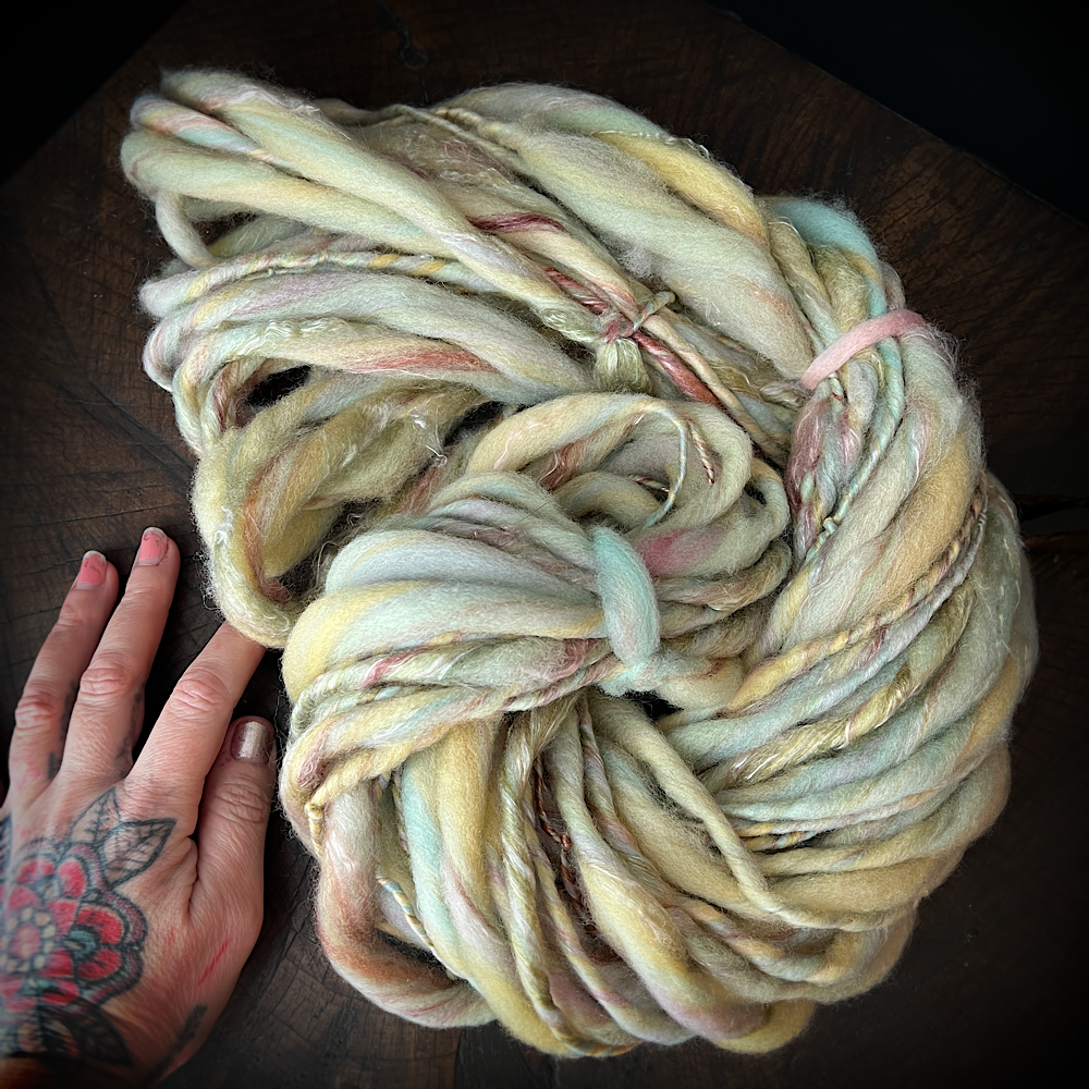 Antique gold hand spun yarn 1/2 skein