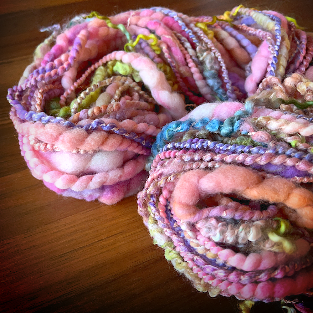 Peach blossom - spiral hand spun yarn