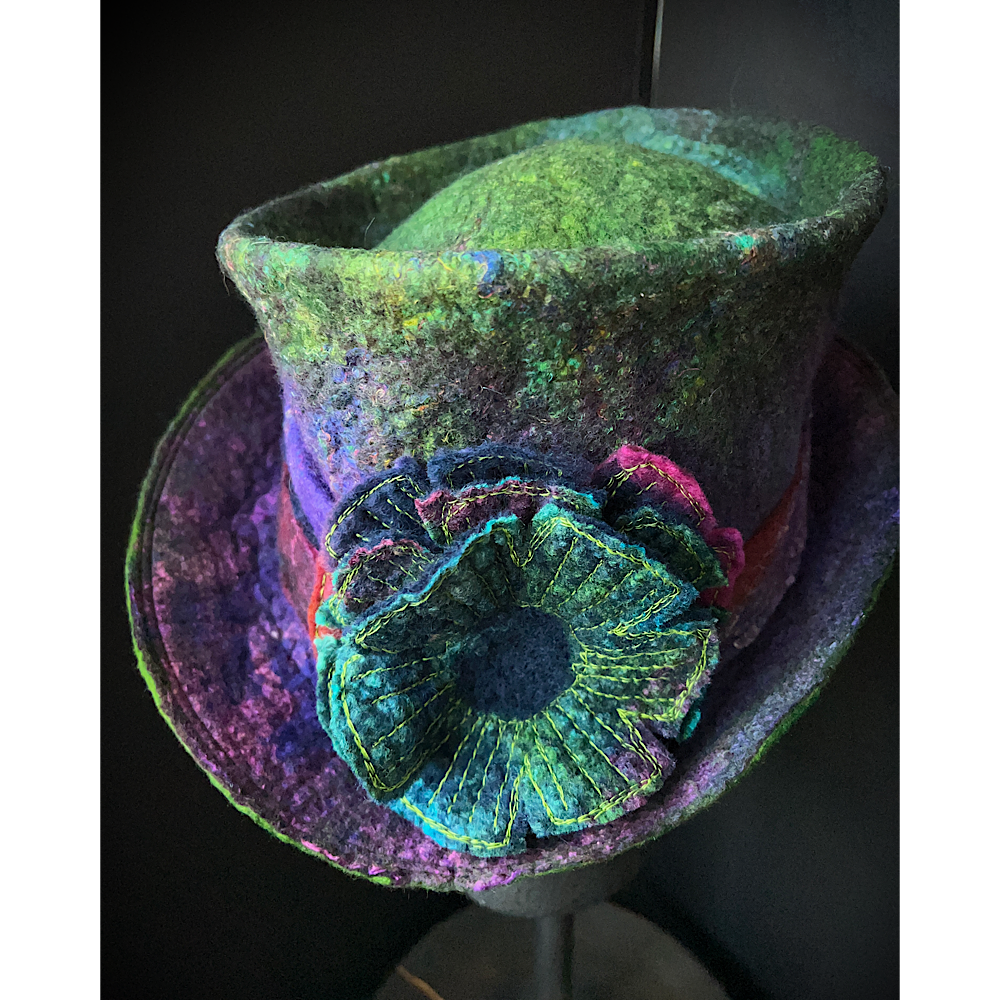 Felted top hat with flower - 23”