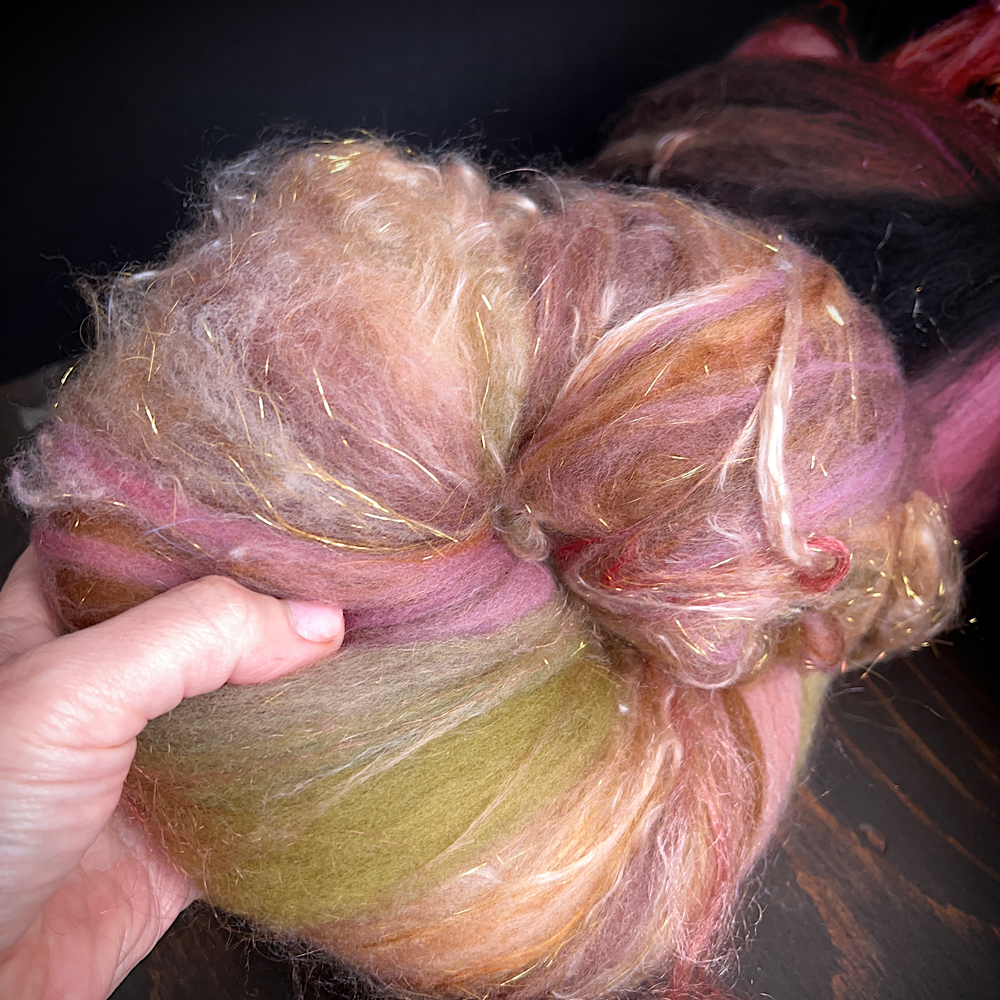 Set of 4 art batts for spinning or felting