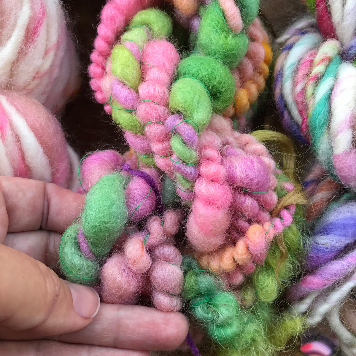 Pastel hand spun yarn trio - scarf knitting kit 150 grams - Mynoush