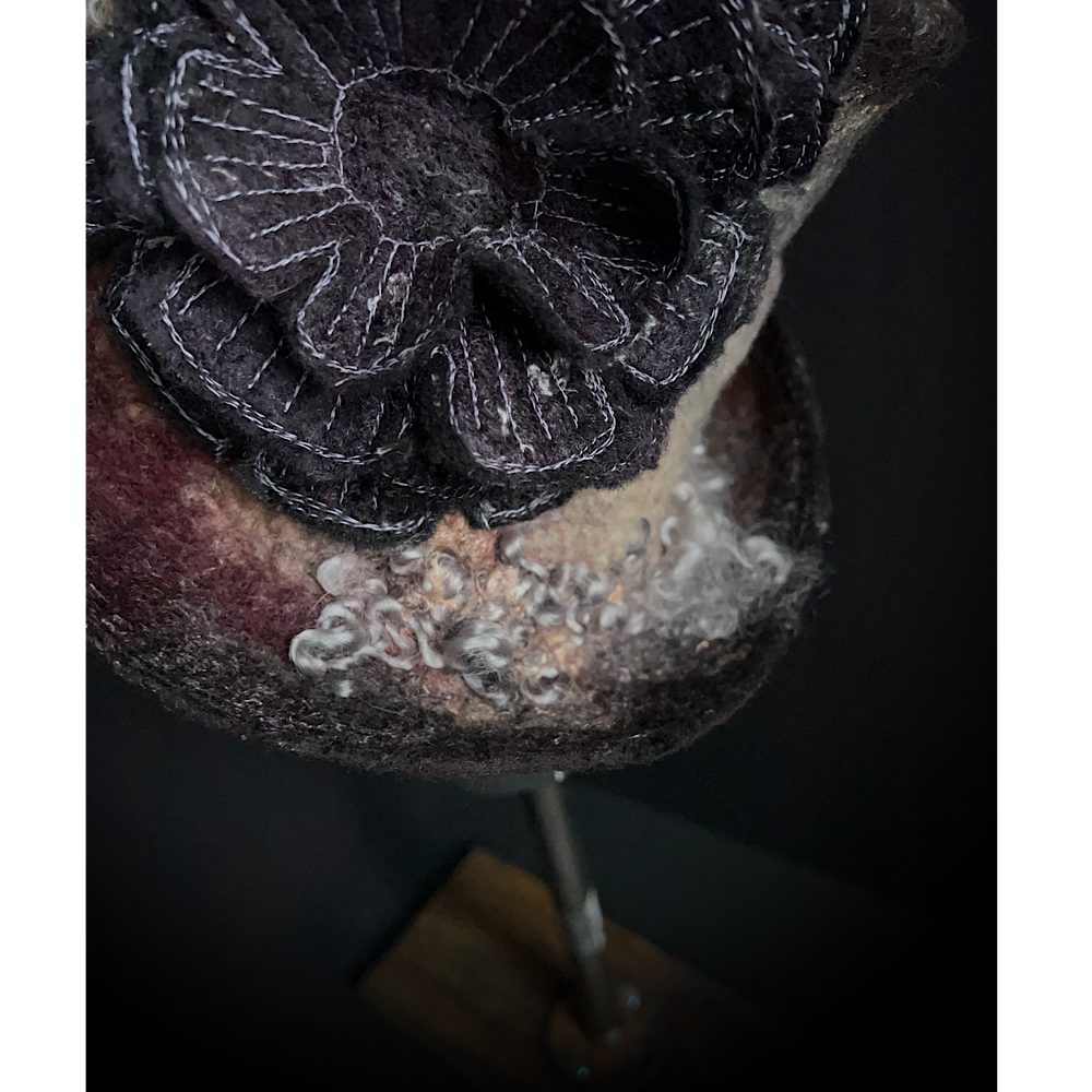 Felted top hat with rose - 24”