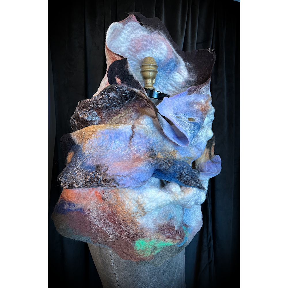 Galactic Moth - felted scarf