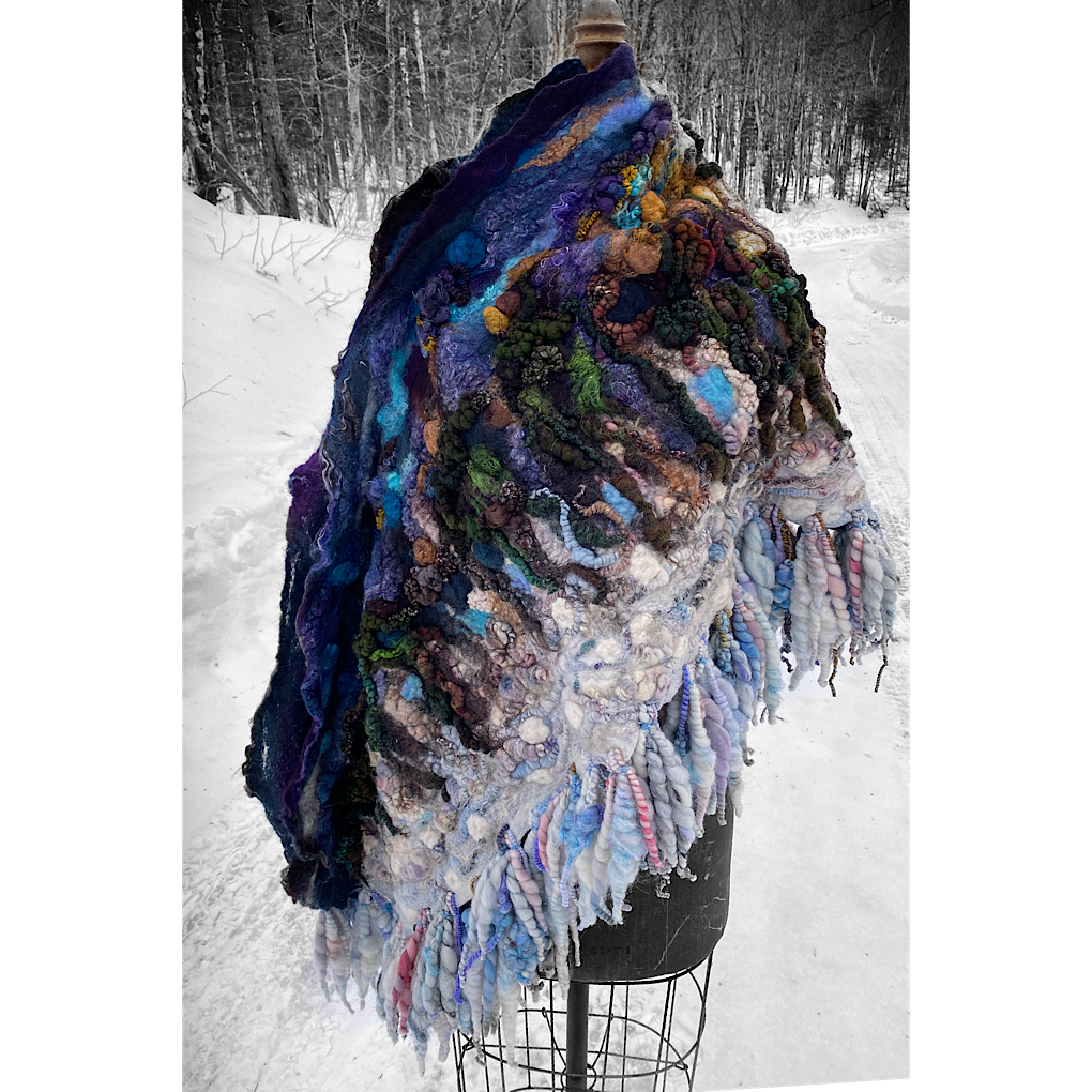 Midnight Snow walk - Felted Shawl
