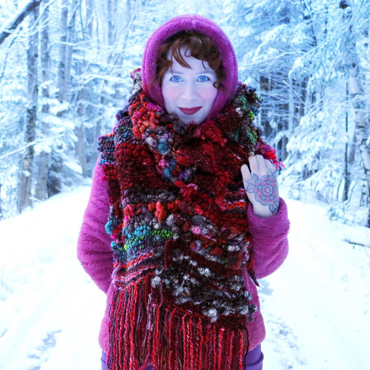 Burgundy scarf 100% Wool - Foulard 100% laine bordeaux - Mynoush