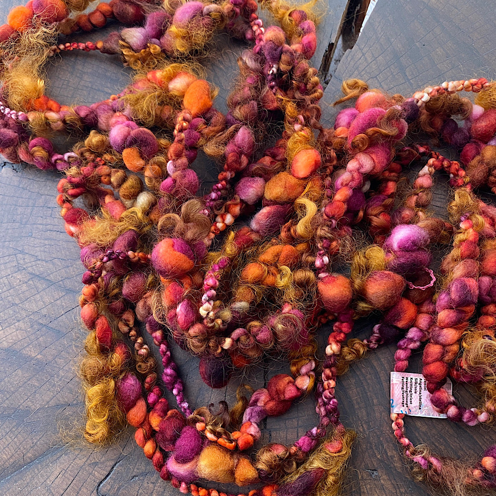 Golden autumn Jumbo boucle art yarn with locks