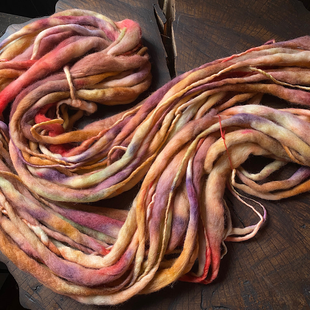 Autumn leaves Thick and thin hand spun yarn