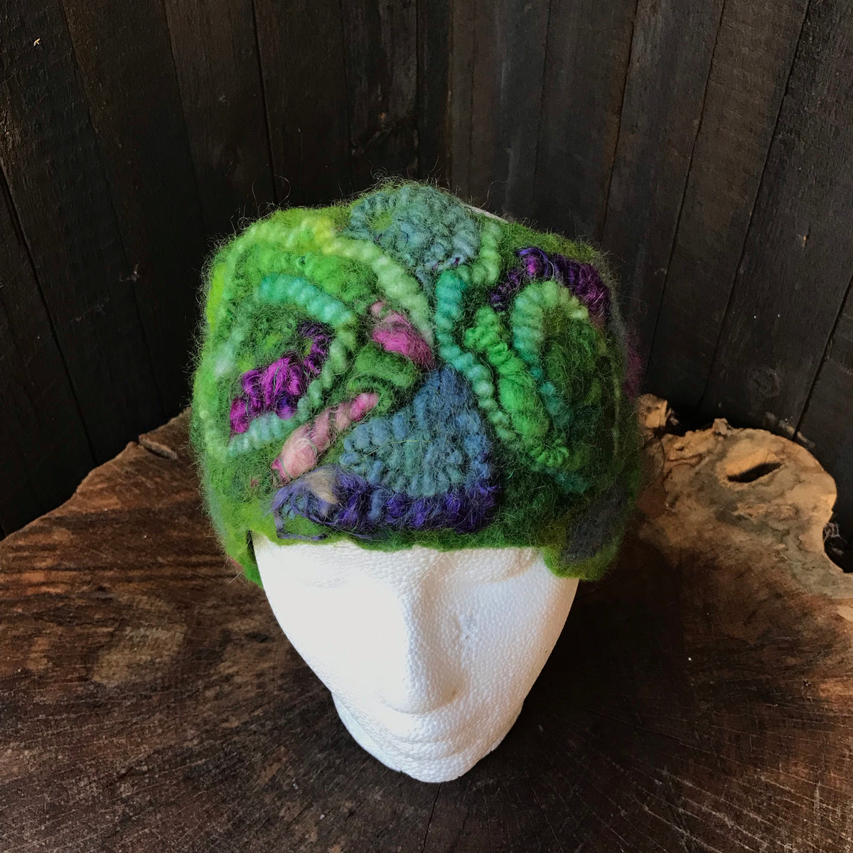 Green textured felted headband One size | Bandeau Vert en feutre Taille unique - Mynoush