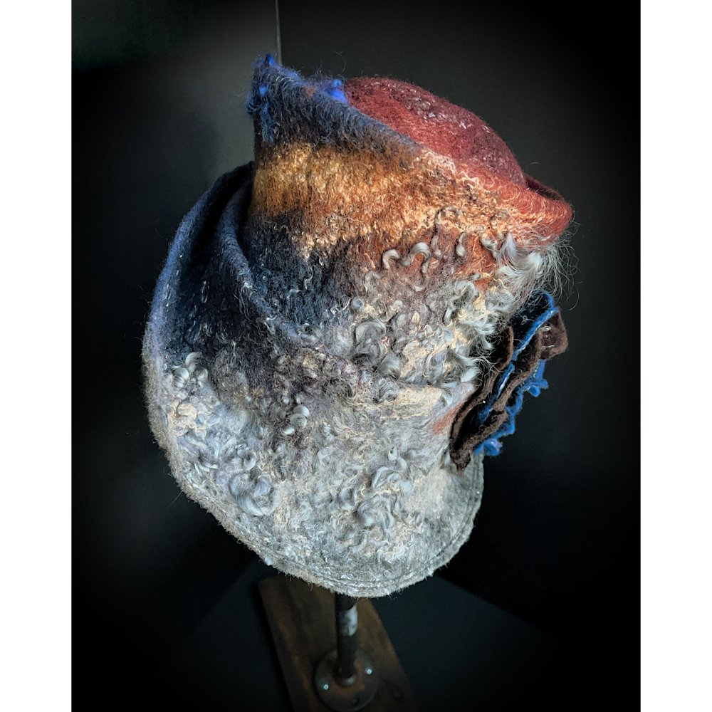 Felted top hat with rose - 23”