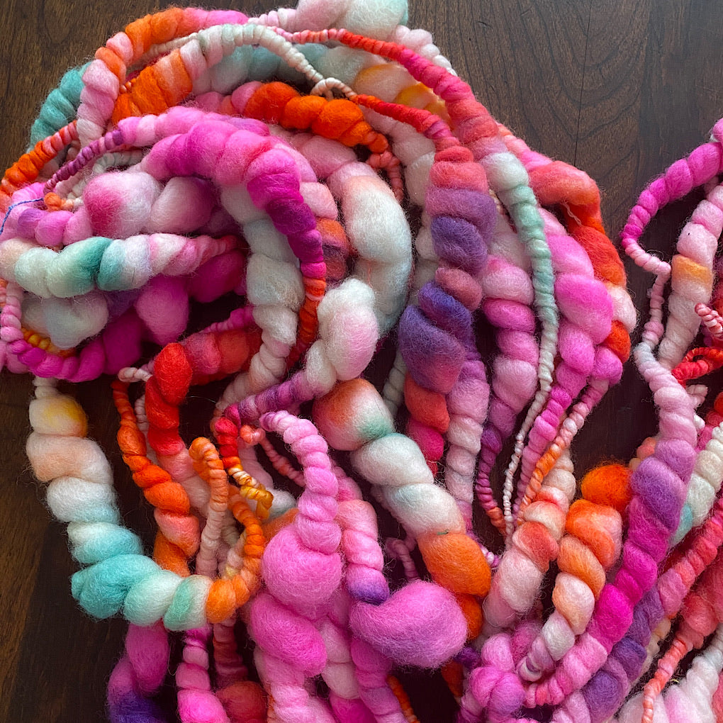 Roses in fire Jumbo beehives Art yarn