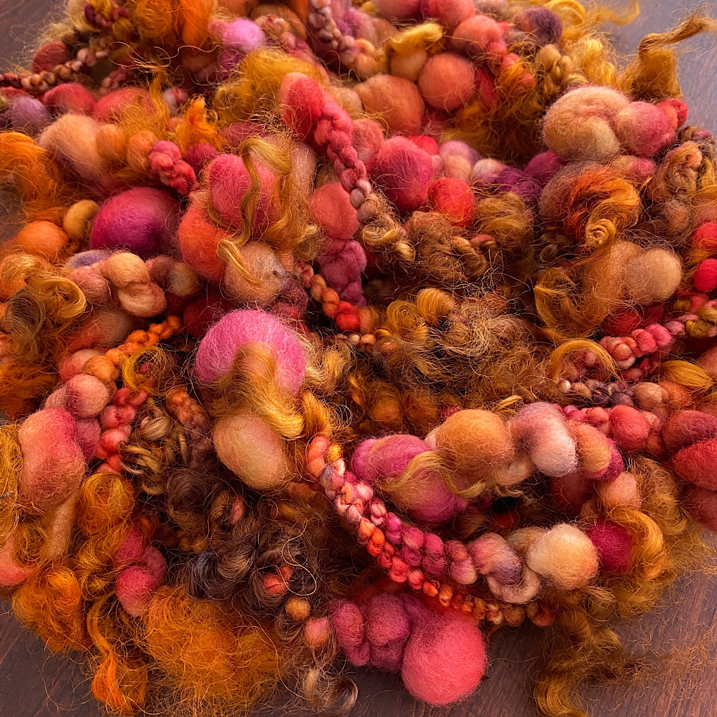 Golden autumn Jumbo boucle art yarn with locks