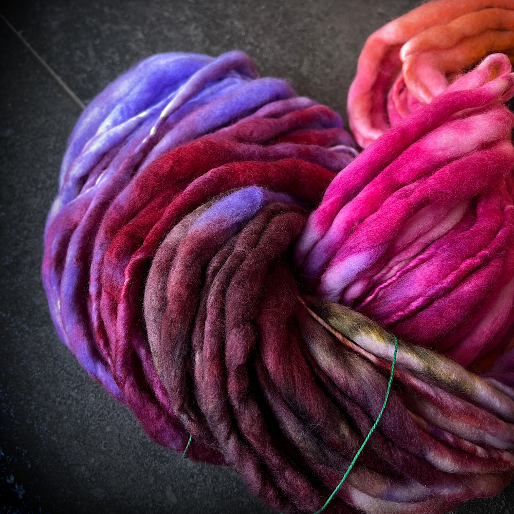 Thick and thin Floralies hand spun yarn