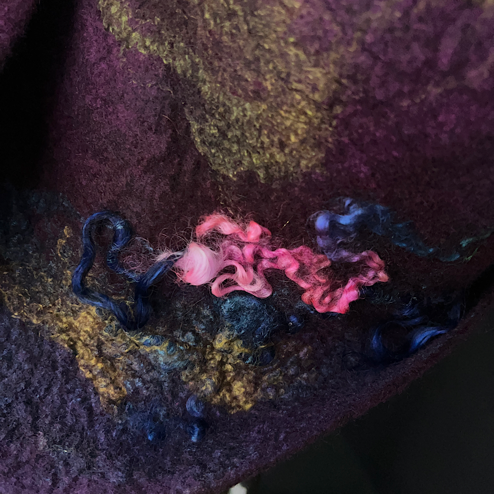 Felted flapper’s hat with rose size 24” large