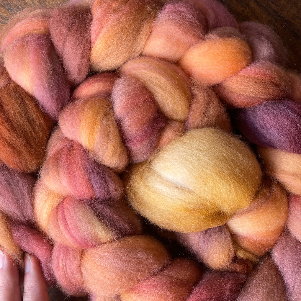 Hand painted merino roving