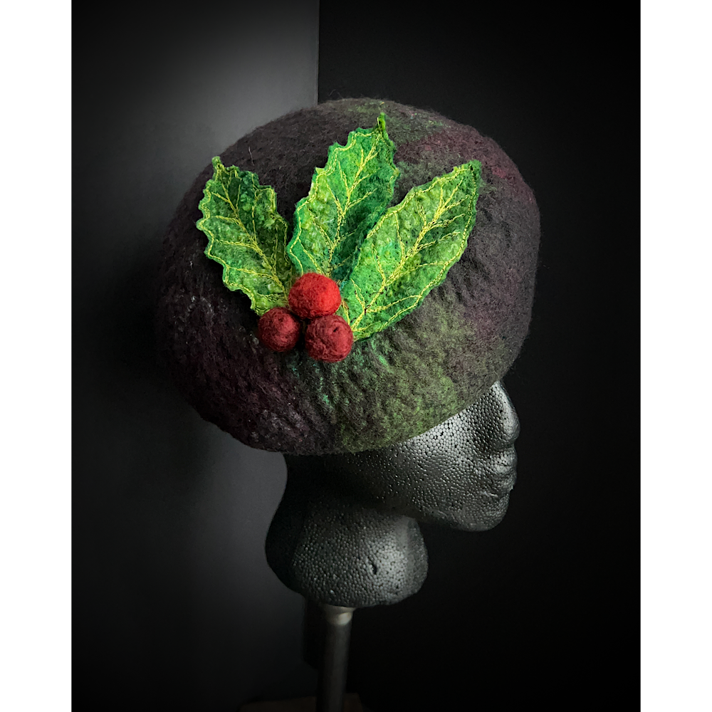 Felted pillbox hat beret size small