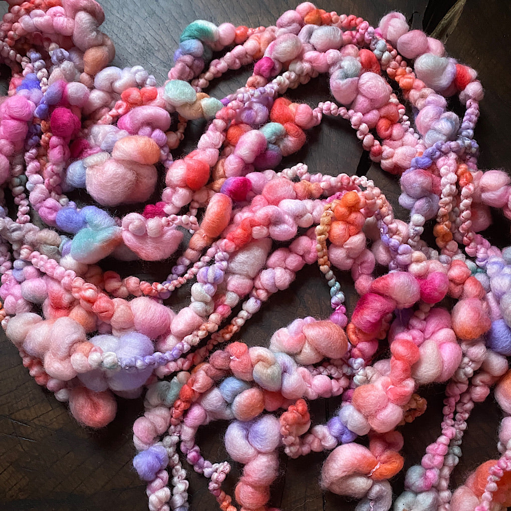 Pink lavender blush Jumbo boucle Art yarn