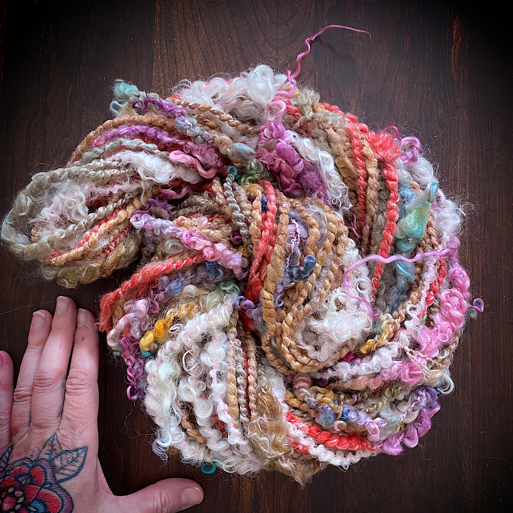 Golden bouquet- Merino mohair knitting art yarn