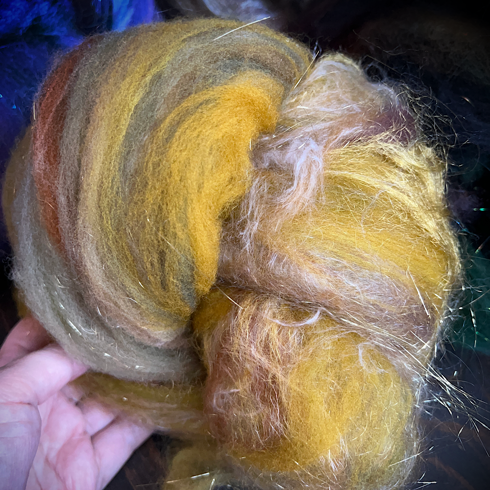 Set of 4 art batts for spinning or felting
