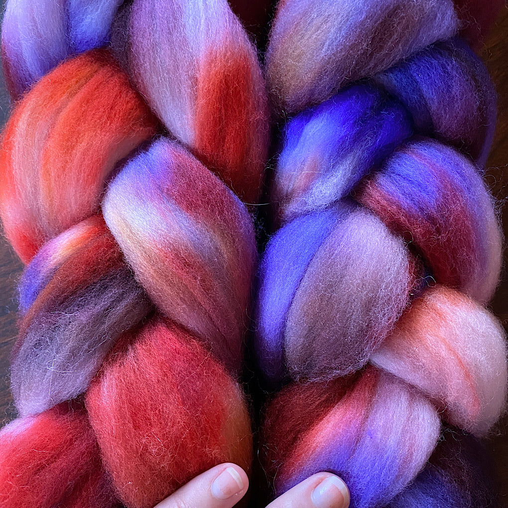Hand painted merino roving